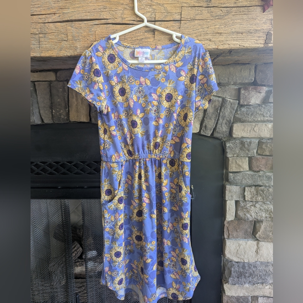 LuLaRoe Purple Dress With Sunflower Print Size 10